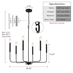 ZUYURT Modern Black Chandelier for Dining