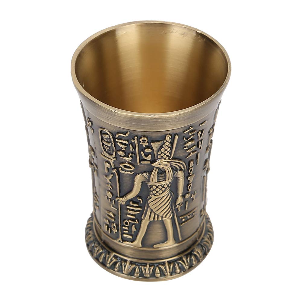 Tnfeeon Whiskey Shot Glass, Vintage Metal Hand-Embossed Wine Goblet Mini Cup For Tequila Vodka Brandy Whisky Rum Sake(Bronze)