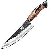 MITSUMOTO SAKARI 8 inch Japanese 440C Damascus Gyuto Knife, Professional Kitchen Chef Knife, Advanced Art Forging Meat Fruit 