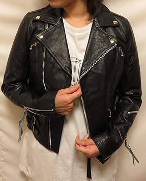 Amazon Co Jp 本革 革ジャン バッファローレザー レディース ｕｋタイプダブルライダースレザージャケットpb 2378bk スポーツ アウトドア