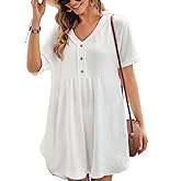 Bsubseach Women's Beach Coverups for Bathing Suits Half Sleeve V Neck Swim Cover Up Mini Dress