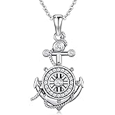 Brisskaari Sterling Silver Nautical Anchor Necklace for Men & Women - Inspirational Jewelry Christmas Gifts for Travelers, Graduates & Sailors