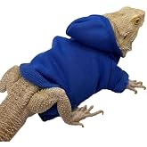 Lizard Clothes for Bearded Dragons Reptile Apparel Handmade Cotton Material Hoodies Sweater for Skin Protection Crested Gecko Chameleon (Pure Blue, Large)