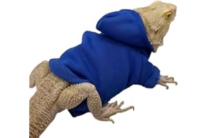 HAICHEN TEC Lizard Clothes for Bearded Dragons Reptile Apparel Handmade Cotton Material Hoodies Sweater for Skin Protection Crested Gecko Chameleon (Pure Blue, Large)