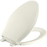 Kohler K-4636-96 Cachet Elongated Biscuit Toilet Seat, With Grip-Tight Bumpers, Quiet-Close, Quick-Release Hinges, Quick-Atta