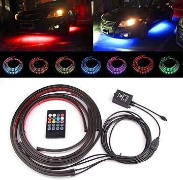 Amazon Co Jp インテリア車のライト4ピースrgb Ledストリップ車 のチューブ防水柔軟なアンダーボディグローシステムネオンライトキット12v車のアクセサリー スポーツ アウトドア