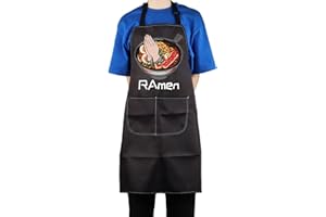 CMNIM Ramen Noodles Apron With Pockets Japanese Foodie Themed Gifts Christian Amen Cooking Kitchen BBQ Apron Ramen Lover Gift