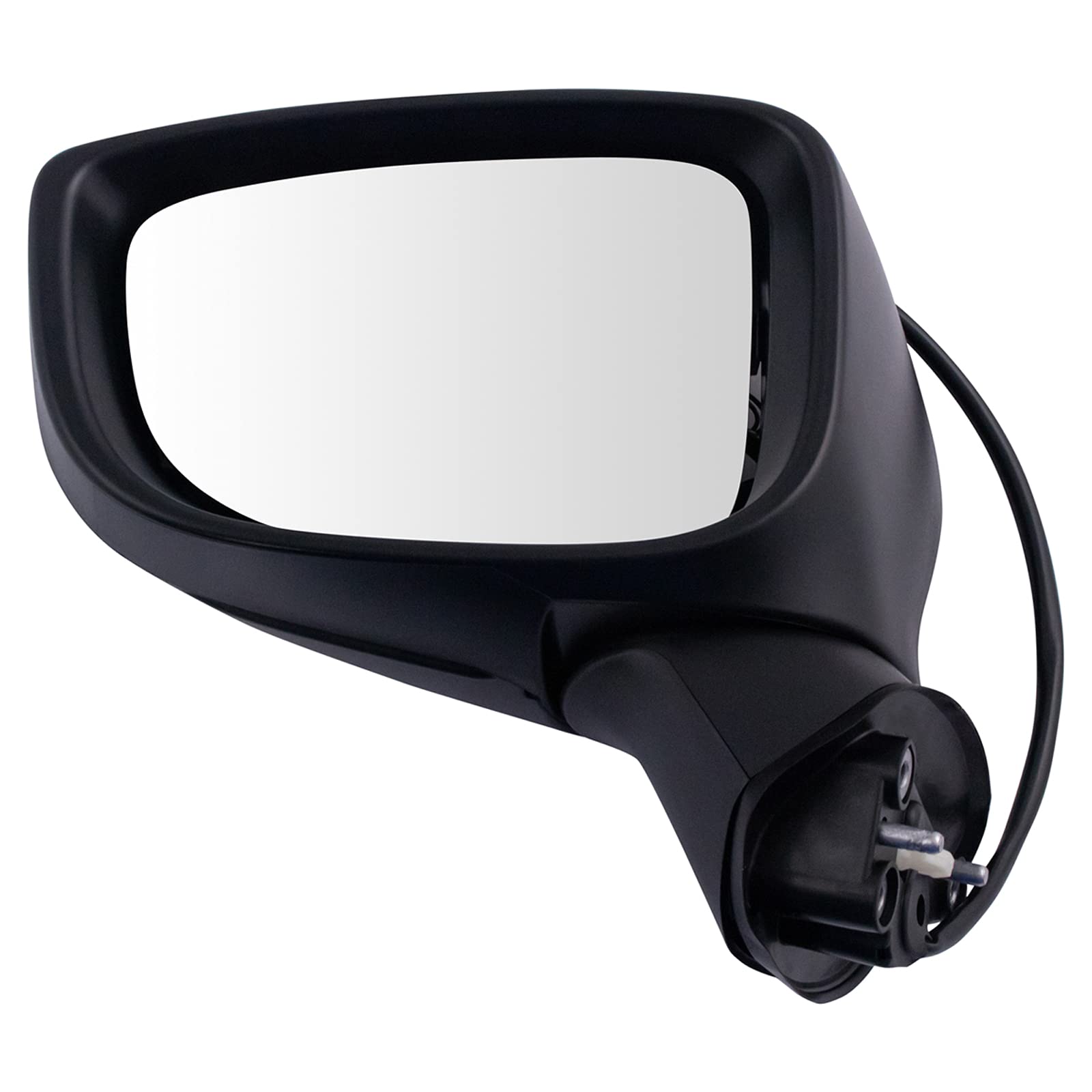 TRQ Driver Side Power Mirror Smooth Black Paint to Match with Blind Spot Indicator Compatible with 2014-2016 Mazda 3 MA1320192 Image