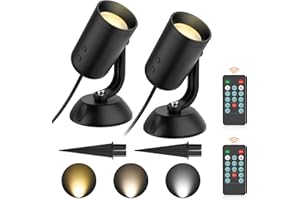 Olafus 2 Pack Dimmable Spotlights Indoor, LED Uplighting with Timer and Remote, 5W LED Up Lights, Floor Spotlight for Pictures Artwork Plant, Plug in Spotlight with 6.56 FT Cord