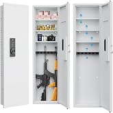 53" In-Wall Hidden 3 Gun Safe | Password Touch Panel Digital Lock | Adjustable Shelves &amp; Gun Stock | Heavy Duty Steel Security Cabinet | Valuables Storage