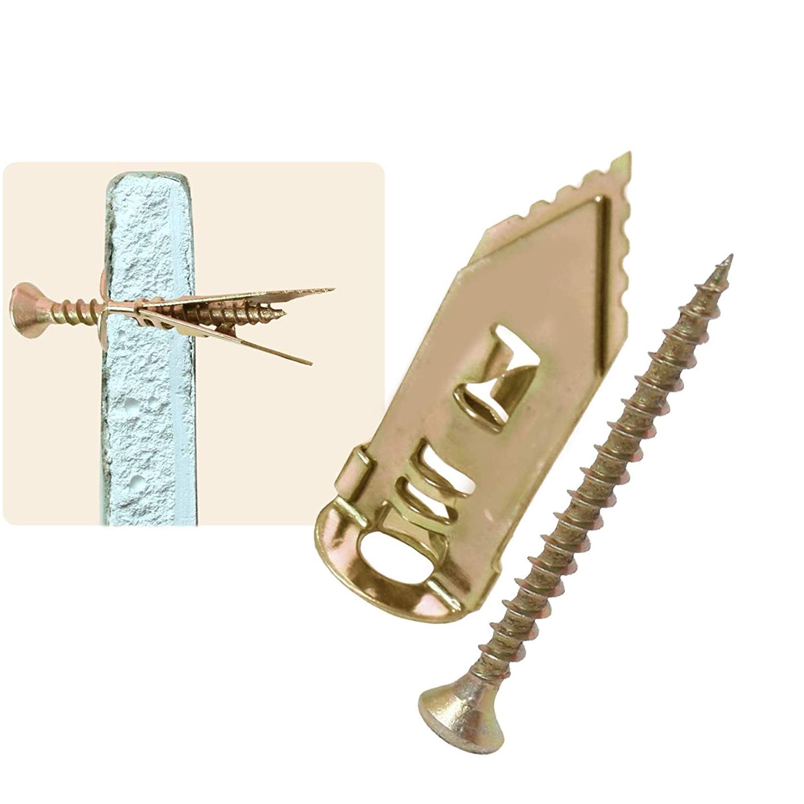 Hammer Drive Anchor for Plasterboard, Hammer-in Plug for Cavity Wall Fixing Plasterboard, Plasterboard Fixings & Screws, Driva Plasterboard Wall Plugs-Metal Self-Drilling Anchor (50Pcs)