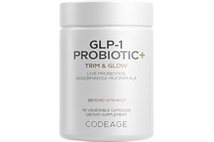 Codeage GLP-1 Probiotic+ - Live Probiotics Akkermansia, Clostridium, Bifidobacterium, Chicory Inulin Probiotic, Prebiotics & Postbiotics Supplement - 500 Million AFU, 3-Month Supply - 90 Capsules