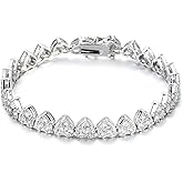 ADIRFINE 18K Gold Plated Cubic Zirconia Heart Tennis Bracelet