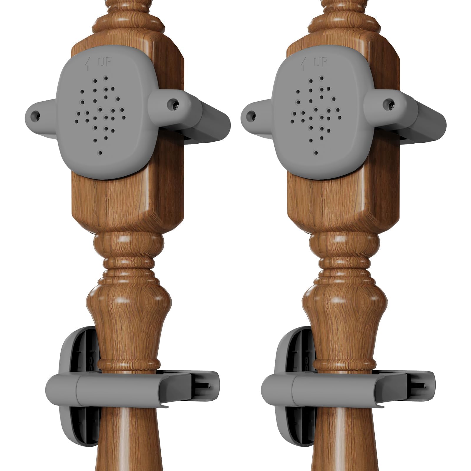 Photo 1 of 2 Pcs Baby Gate Banister Adapter – No?Drill Stair Railing Mount, Fits 2–3.5? Round/Square Posts, Compatible with Baby & Pet Safety Gates(Gray, Standard-G)