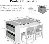 Maxmass 2-in-1 Kids Art Table Set with Storage & Paper Roll, Gray view 7
