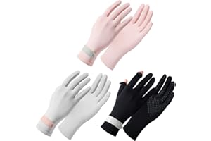 3 Pairs UV Protection Gloves Women, Sunscreen Gloves, Summer Sun Protection Gloves, Full Finger Touchscreen for Golf Driving 