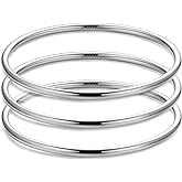 Kainier 3mm 14K Gold Plated Bracelet Stainless Steel Glossy Stackable Thin Round Bangle Bracelet for Women Solid Plain Polished Bracelet Best Gifts for Love