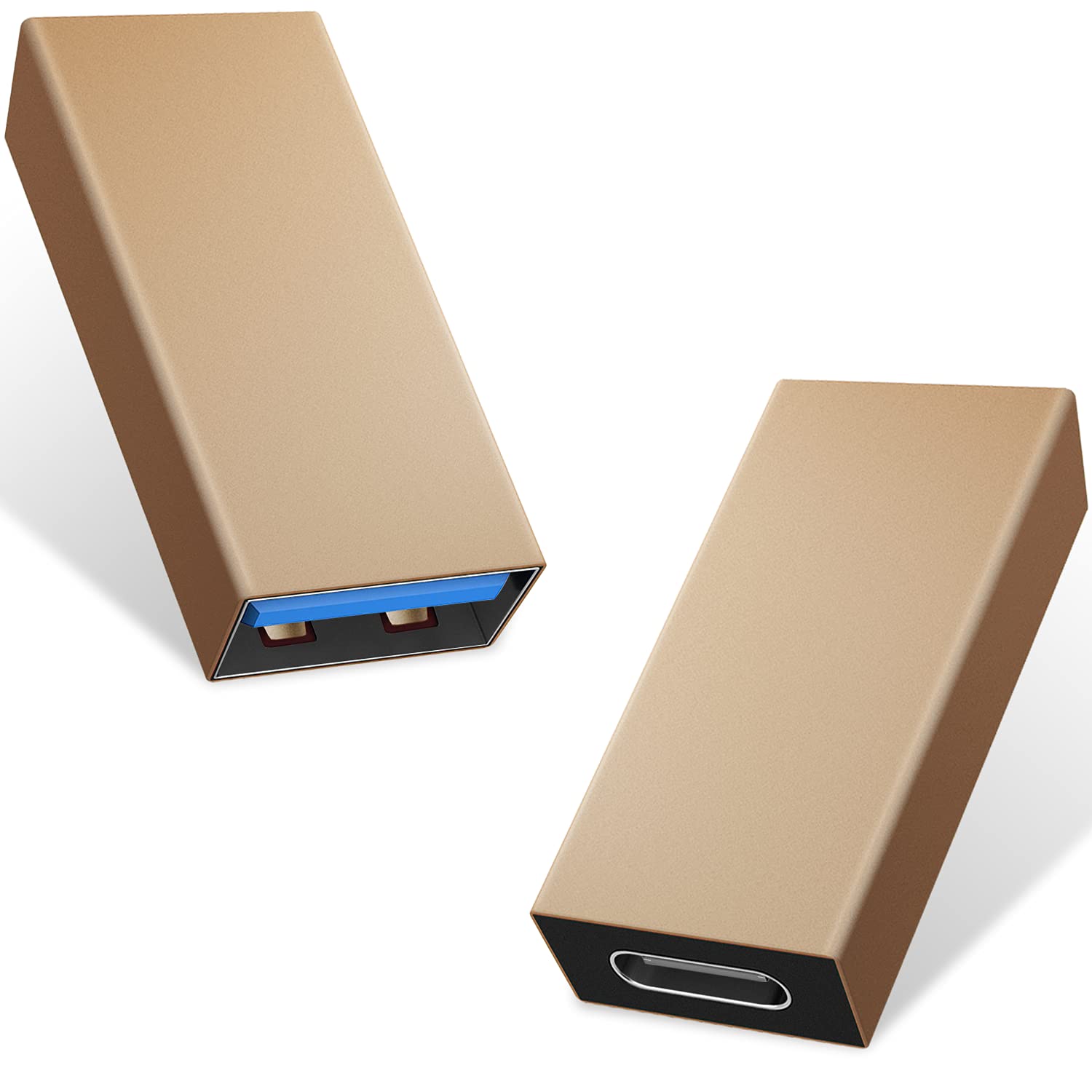 Duttek USB C to USB 3.0 Adapter - 2 Pack, USB C Female to USB 3.0 Female Connector, Compatible with iPhone 11, Google Pixel, Samsung Galaxy S20, Huawei, Moto (Champagne)