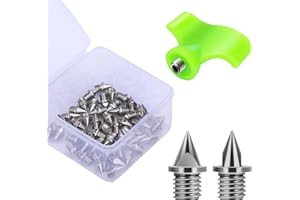 Lejof Carbon Steel Track Spikes, 50 Pcs 1/4 Inch Lighter Weight Spikes for Track, 0.47 Grams Spikes with Spike Wrench, Replacement Spikes for Track and Field Sprinting or Cross Country