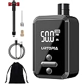 URTOPIA Electric Bike Pump, Fast Inflation Air Pump with Gauge, Up to 150PSI, Efficient Heat Dissipation, Rechargeable, with Bright LED Light, Portable Bicycle Pump for Road Bike, Motorcycle, Ball