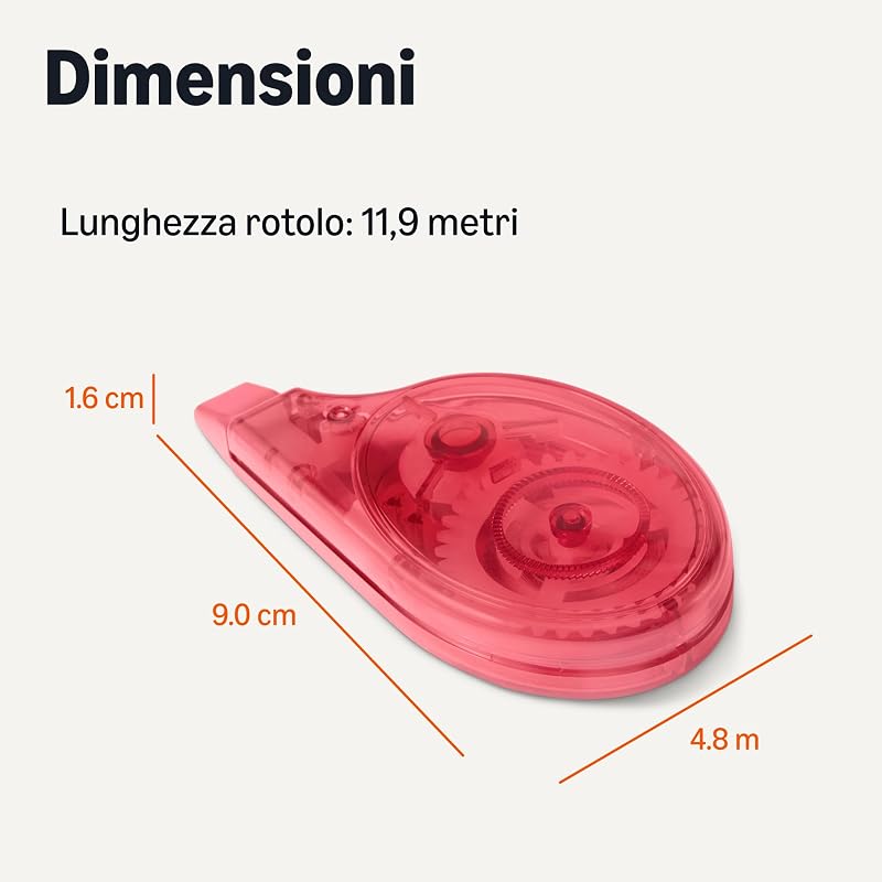 , Correttore a Nastro, Confezione da 4, a Rullo, Formato Penna, Stile Mouse, Asciugatura Istantanea, Lunghezza 12m, Colori Verde, Viola, Rosso, Blu