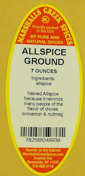 MARSHALLS CREEK SPICES ALLSPICE GROUND 7 OUNCE ECO FRIENDLY KRAFT STAND-UP POUCH