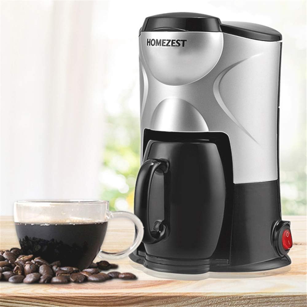 AKBOY Automatic Drip Machine for Home, Filter Coffee Maker Easy to Carry, Filter Coffee Machines Small Mini Home, Coffee Machines with Milk Frother, Keep Warm Functions, 0.15L/300W, 1 Cup Carafe