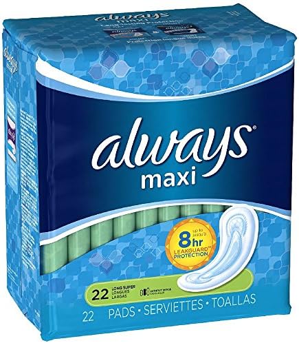 Always Maxi Pads Long Super without Wings 22 ea (Pack of 12)