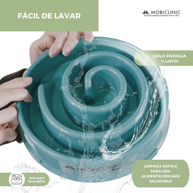 ® Pets, Comedero Lento antivoracidad, para Perros, Antideslizante, Forma de Espiral, 19, 5x4, 6X 20, 6cm, Bienestar digestivo, 500ml, Fácil Limpiar, Resistente y Duradero, Gatos, Mascotas