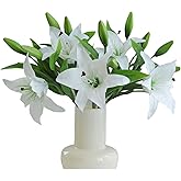 OUKEYI Artificial Easter Lily Flowers, Fake Tiger Lily Real Touch Bouque for Wedding Party Home Garden Hotel Decor (6,) (White)