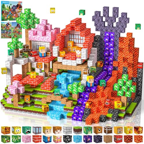Magnetic Blocks Construction Kids 100 Pieces 2CM 3+ Magnetics, Set Magnetic Blocks Tiles Construction, Montessori Toys for Kids 4 5 6 7 8 9 10 11 12 Birthday Gifts for Girls