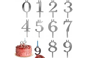 Reusable Number Birthday Candle Holder Set, Digital Birthday Cake Candle Holders Set, Silver Cake Topper Decorations, Party C