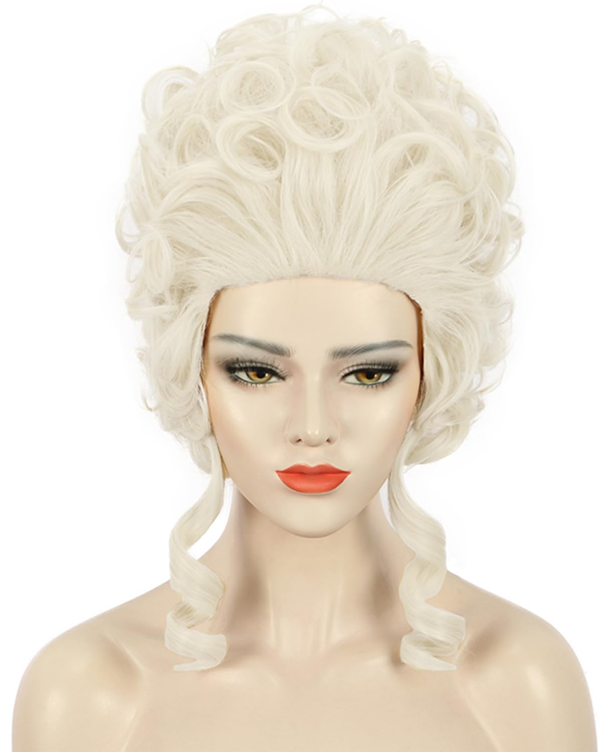 karlery Women Short White Blonde Curly Wig Colonial Halloween Party Costume Wig