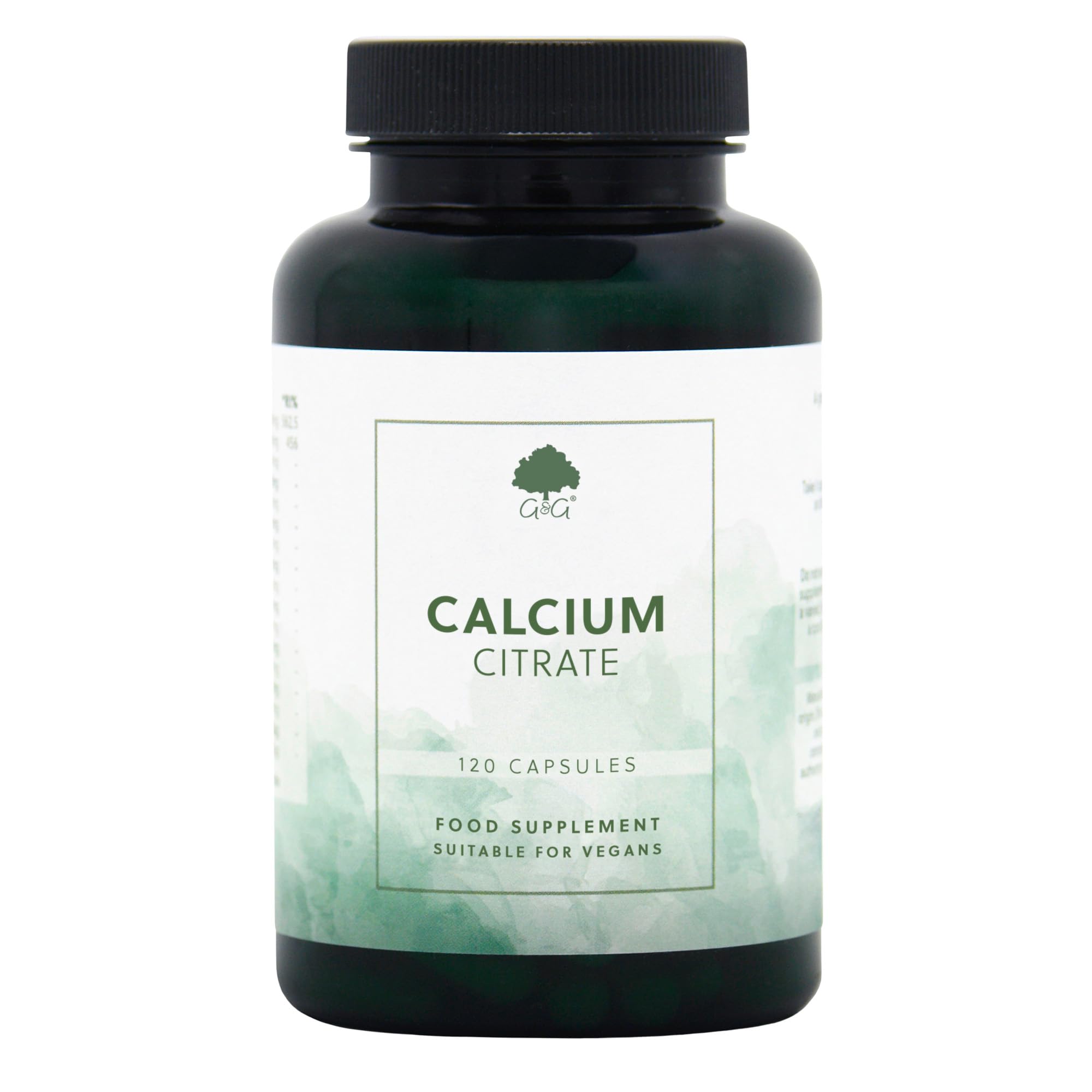 Calcium Citrate Capsules - 200mg Elemental Calcium per Dose - 120 Vegan Capsules - Non-GMO - G&G Vitamins