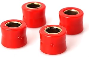 Minho 4Pcs 10MM Rear Shock Absorbing Suspension Bushing Set in Rubber Material Compatible with Most Motorcycles Scooter ATV UTV Go Kart,Red Color