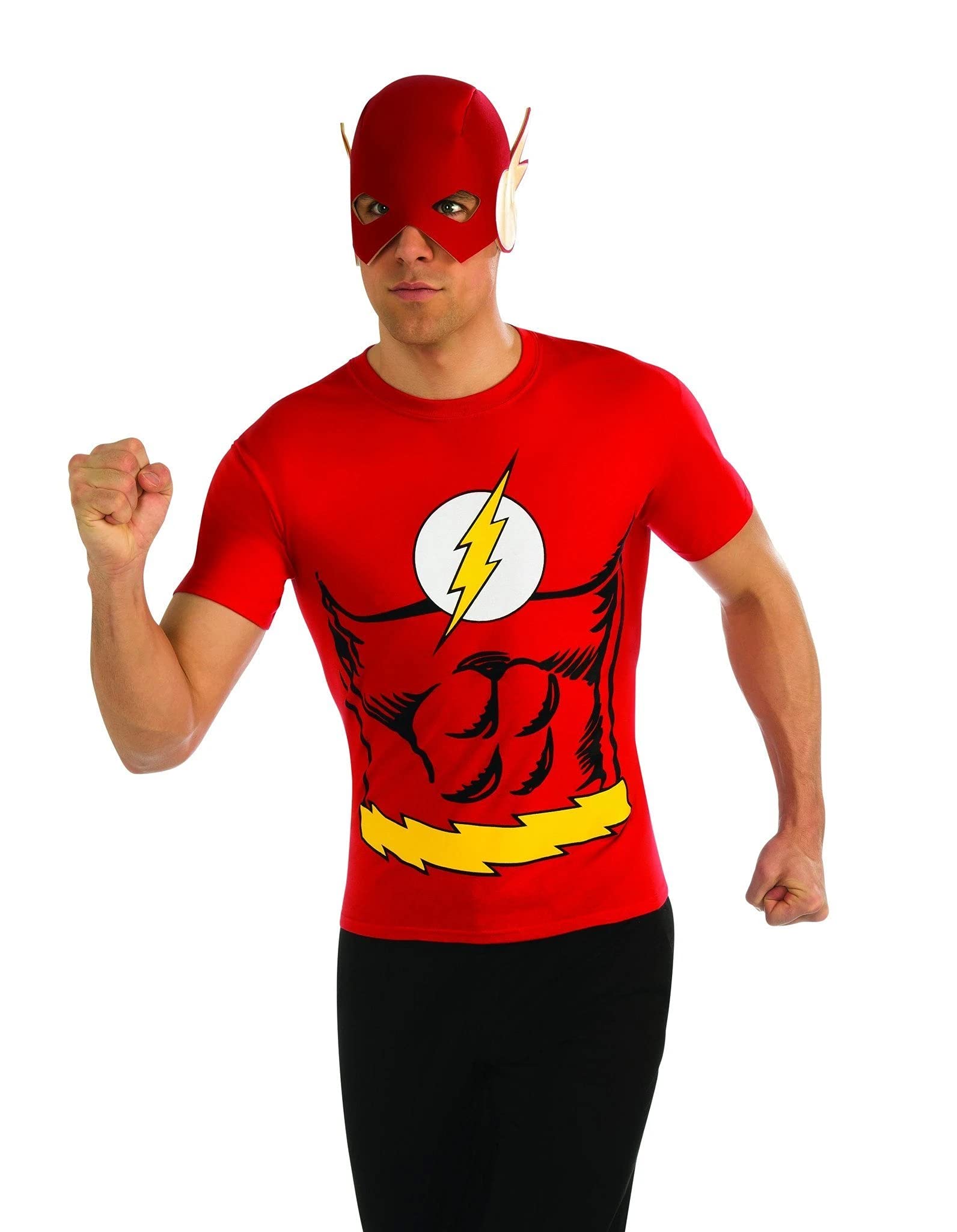 Rubies Flash T-Shirt + Mask Mens DC Comics Superhero Costume Fits 38"-40" Chest