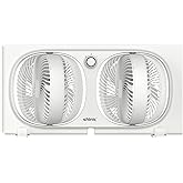 shinic 9" Twin Window Fan with 270° Rotatable Fans, 2-Speeds, Vertical Window Fan with Rigid & Accordion Expanders, Width Adj
