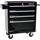 QSOSTNS 4-Drawer Rolling Tool Chest Cabinet, Large Capacity Metal Toolbox with Wheels and Key Lock, Rolling Toolbox Organizer, Heavy-Duty Industrial Service cart Storage Organizer