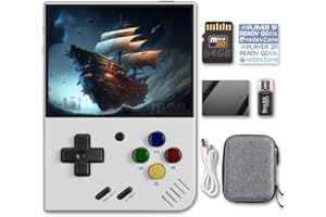 CredevZone Miyoo Mini + Handheld Game Console Portable Retro Video Games Consoles Rechargeable Battery Hand Held Classic System White GB with Case