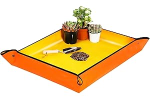 Melphoe Plant Repotting Mat Extra Thickened Stiffer PE Durable Coating, 29.5'' x 39.4''Waterproof Transplanting Pad Indoor Succulent Potting Mat Portable Fordable Gardening Mat (Yellow)