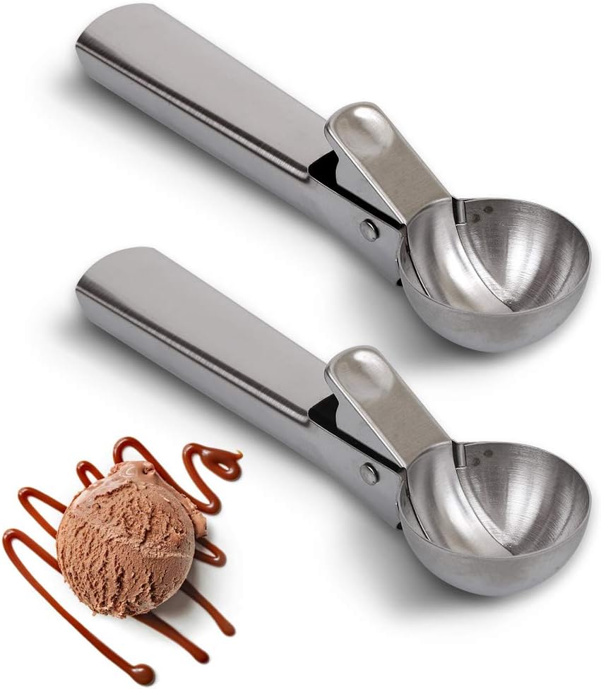 homEdge Ice Cream Scoop, 2 Packs Stainless Steel Ice Cream Scoop with