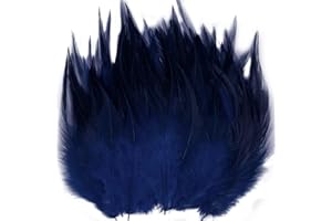 LWINGFLYER Feathers for Crafts, 5-7Inch Rooster Saddle Hackle Crafting Feather for Dream Catcher Supplies Wedding Home Party Decoration Earrings DIY Craft (Navy Blue)
