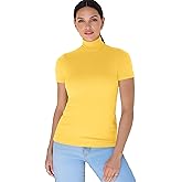 Zengjo Long Sleeve Turtleneck Women Stretch/Short Sleeve Tops Fitted Tee Shirt