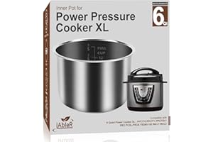 IABLER Genuine 6Qt Power Cooker XL Replacement Inner Pot Compatible with 6 Quart Power Pressure Cooker PPC770 PPC771 PPC770-1 PRO PCXL-PRO6 YBD60-100 WAL1 WAL2 Stainless Steel Inner Pot Parts - 6 QT