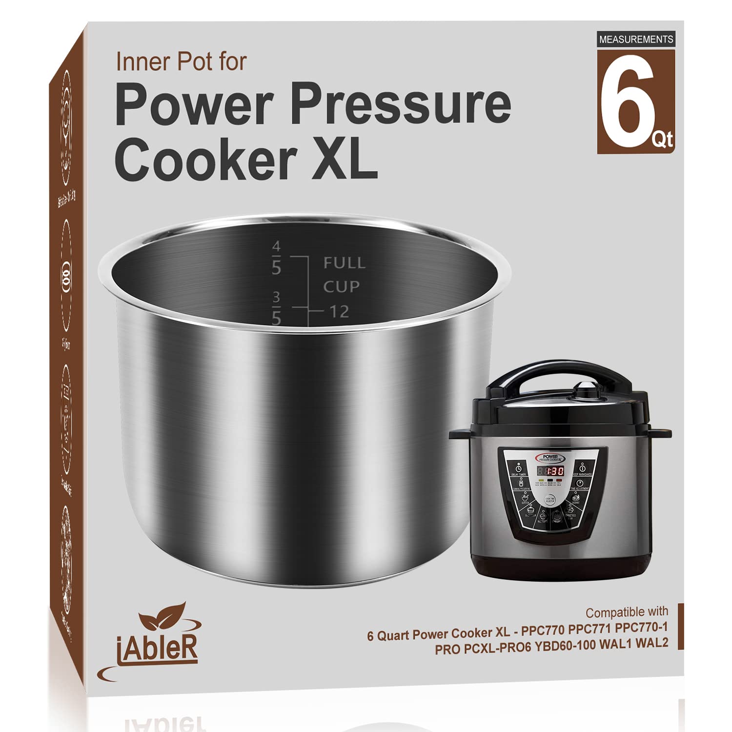 Photo 1 of (used/fair) (bowl only) Genuine 6Qt Power Cooker XL Replacement Inner Pot Compatible with 6 Quart Power Pressure Cooker PPC770 PPC771 PPC770-1 PRO PCXL-PRO6 YBD60-100 WAL1 WAL2 Stainless Steel Inner Pot Parts - 6 QT