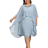Hanna Nikole Womens Plus Size Dress with Jacket 2 Piece Wedding Guest Dresses Flowy Mother of The Bride Dress