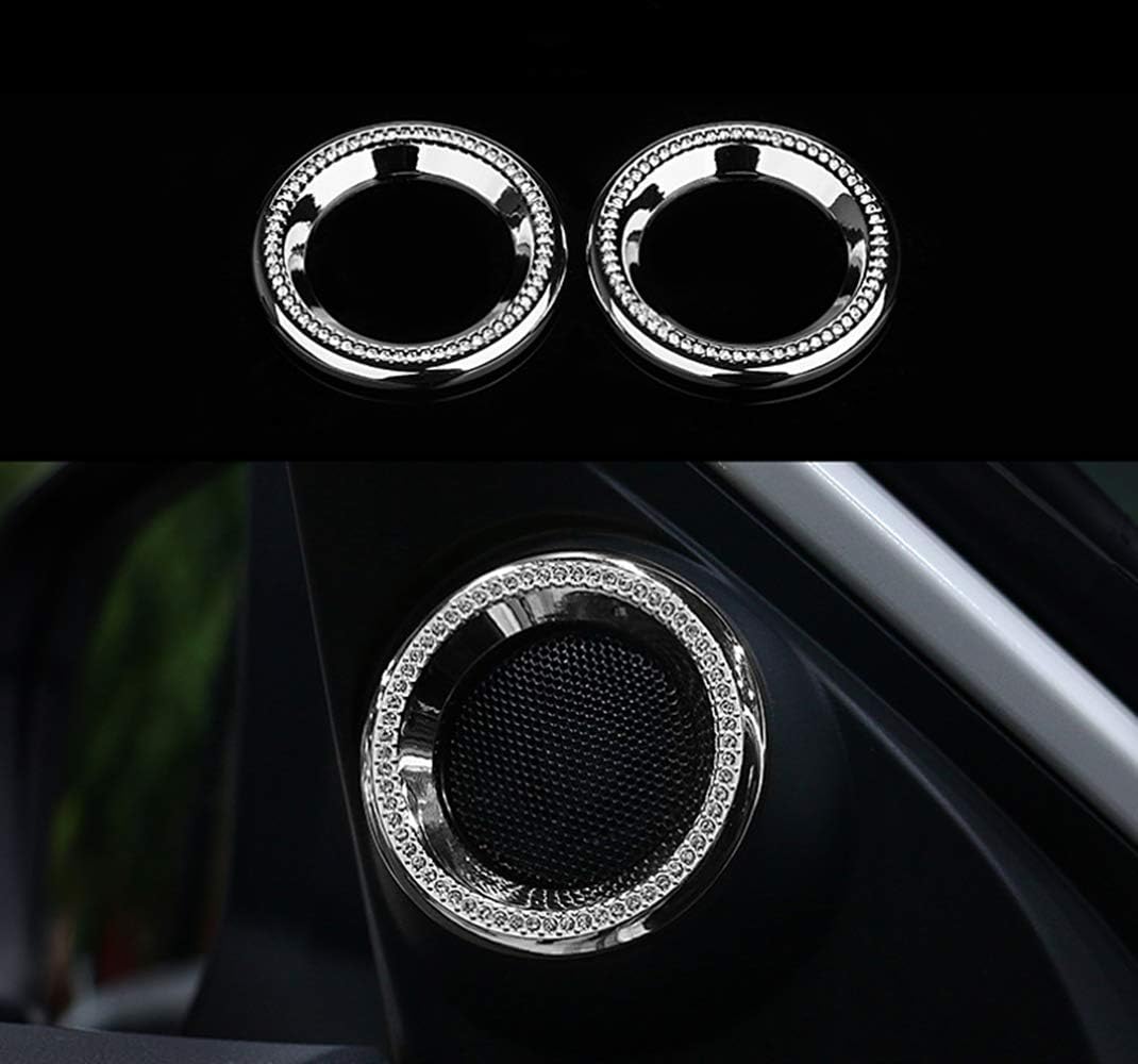 HAILWH Bling Accessories Fit for Honda Civic 2016-2020 Gear Lever Cover Warning Lights Rhinestone Decorative Cover Interior Modification (A-Pillar Horn Ring (2 Piece/Set))