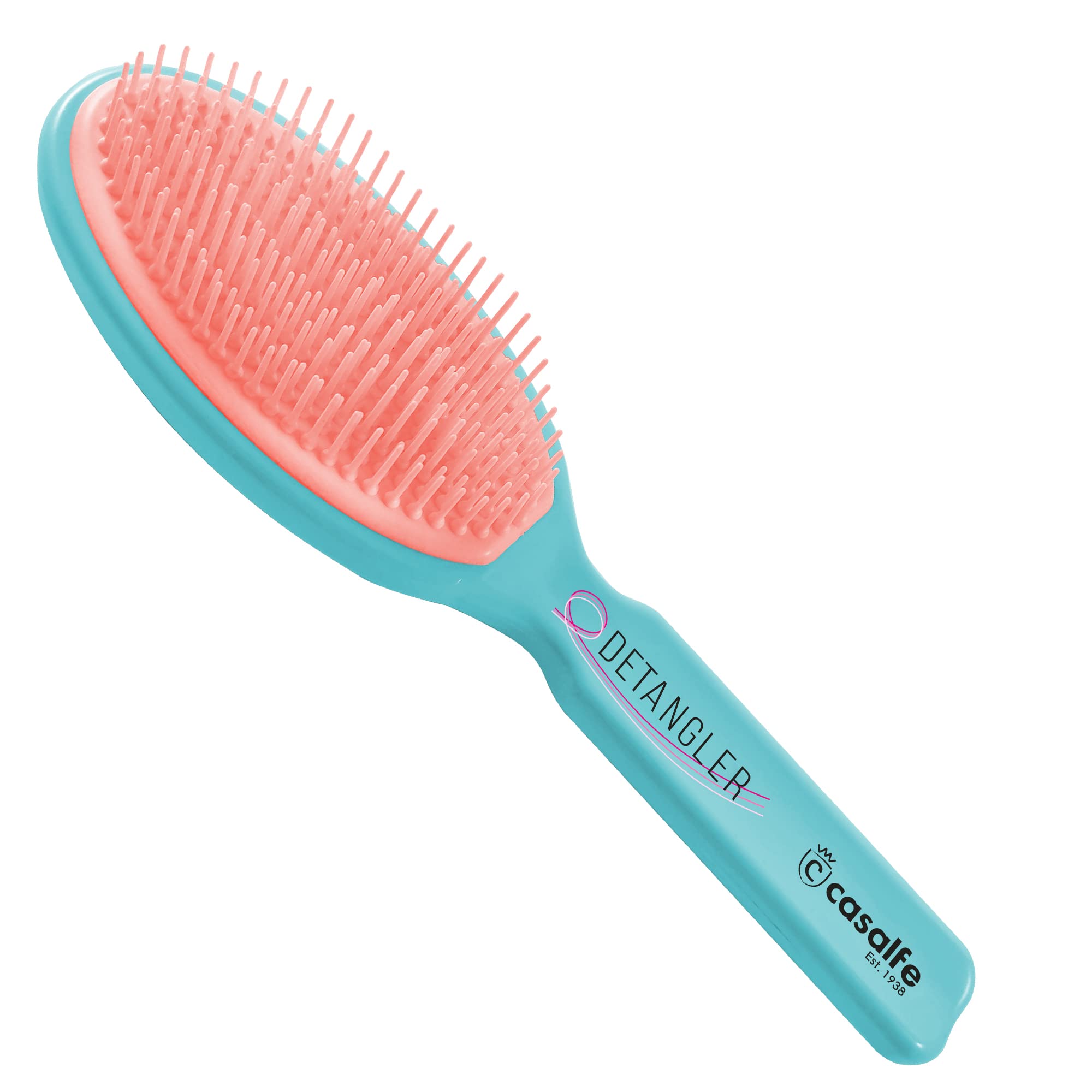 Detangling Brush No Tires - Does Not Break Hair. Made in Spain - Light Blue and Pink