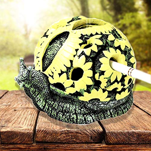 Rabbitroom Ashtrays for Cigarettes Outdoor Ashtray with Lid Resin Ash Holder for Indoor and Outdoor Home Office Decoration Creative Gift for Family and Friends (Snail)
