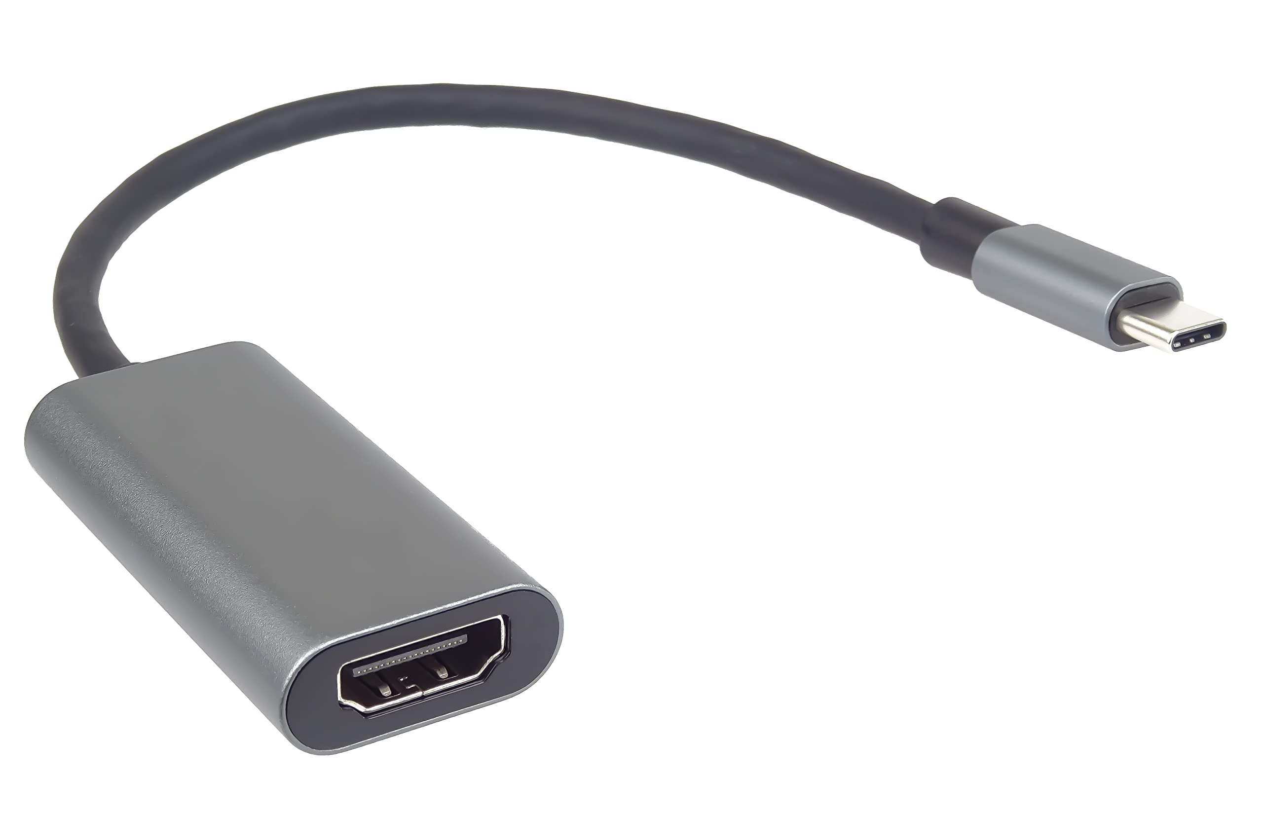 PremiumCord USB-C to HDMI Converter, USB 3.2 Type C Male to HDMI Female, Resolution up to 4K 2160p 30Hz, Full HD 1080p, HDCP, Metal Housing, Colour: Space Grey
